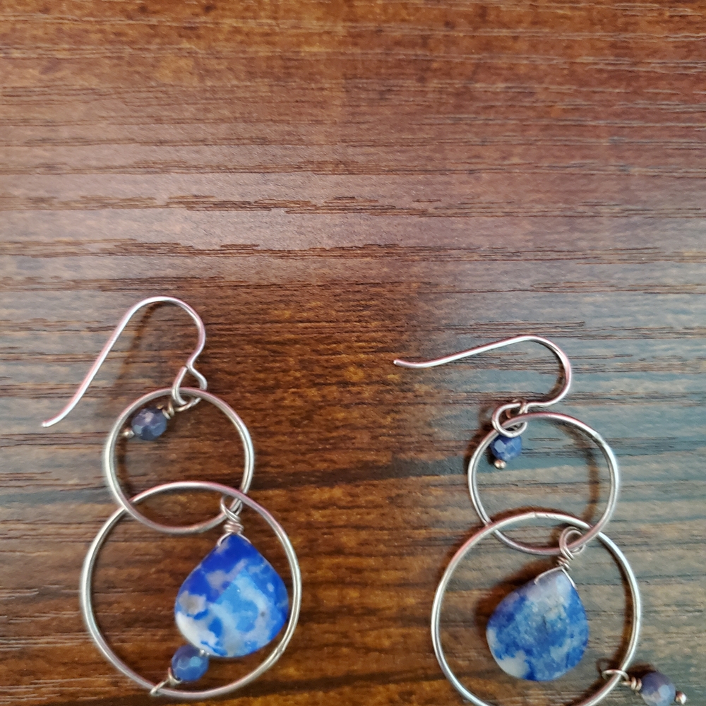 Blue and Silver Dangle Earrings